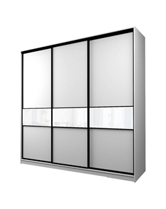 Шкаф-купе Max-МШ-23-6-24-999, 2400×600×2300 мм, цвет белый шагрень / стекло белое Аллоджио