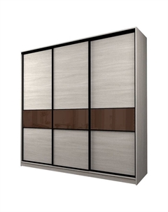 Шкаф-купе Max-МШ-23-6-24/2-999, 2400×600×2300 мм, ясень шимо светлый / стекло шоколад Аллоджио