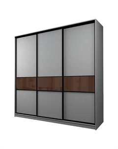 Шкаф-купе Max-МШ-23-6-24/2-999, 2400×600×2300 мм, цвет серый шагрень / стекло шоколад Аллоджио