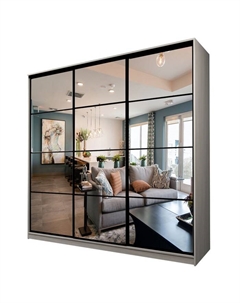 Шкаф-купе Max-МШ-23-6-24/2-555, 2400×600×2300 мм, зеркало, цвет ясень шимо светлый Аллоджио