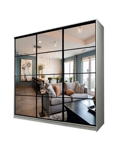 Шкаф-купе Max-МШ-23-6-24/2-555, 2400×600×2300 мм, зеркало, цвет дуб крафт белый Аллоджио