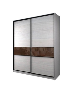 Шкаф-купе Max-МШ-23-6-20/2-99, 2000×600×2300 мм, ясень анкор светлый / стекло шоколад Аллоджио