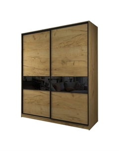 Шкаф-купе Max-МШ-23-6-20/2-99, 2000×600×2300 мм, цвет дуб крафт золотой / стекло чёрное Аллоджио