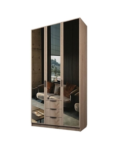 Шкаф 3-х дверный «Экон», 1200×520×2300 мм, 3 ящика, 3 зеркала, цвет дуб сонома Аллоджио