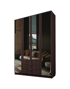 Шкаф 4-х дверный «Экон», 1600×520×2300 мм, 3 ящика, 4 зеркала, цвет венге Аллоджио