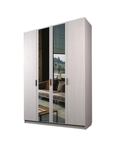 Шкаф 4-х дверный «Экон», 1600×520×2300 мм, 2 зеркала, цвет ясень анкор светлый Аллоджио