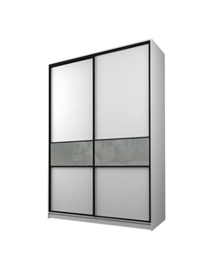Шкаф-купе Max-МШ-23-6-18-99, 1800×600×2300 мм, цвет белый шагрень / стекло светло-серое Аллоджио