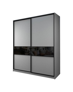 Шкаф-купе Max-МШ-23-6-20/2-99, 2000×600×2300 мм, цвет серый шагрень / стекло чёрное Аллоджио