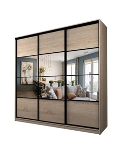 Шкаф-купе Max-МШ-23-6-24/2-777, 2400×600×2300 мм, зеркало, цвет дуб сонома Аллоджио