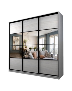 Шкаф-купе Max-МШ-23-6-27-777, 2666×600×2300 мм, зеркало, цвет ясень анкор светлый Аллоджио