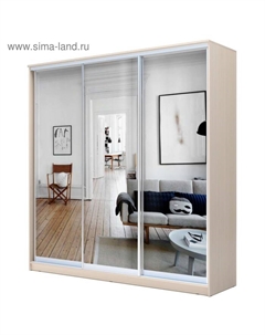 Шкаф-купе Хит-22-20/2-555, 2000×620×2200 мм, зеркало, цвет дуб молочный Аллоджио