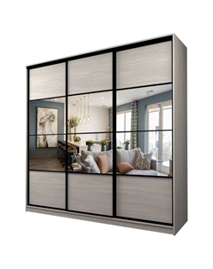 Шкаф-купе Max-МШ-23-6-24/2-777, 2400×600×2300 мм, зеркало, цвет ясень шимо светлый Аллоджио