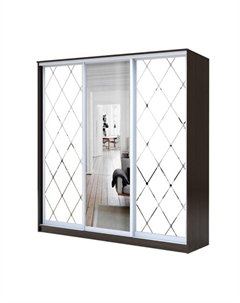 Шкаф-купе Хит-22-18/2-656, 1800×620×2200 мм, цвет венге цаво, ромб большой на матовом Аллоджио