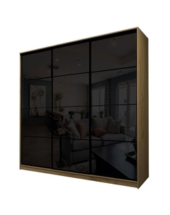 Шкаф-купе Max-МШ-23-6-27/2-222, 2666×600×2300 мм, цвет дуб крафт золотой / стекло чёрное Аллоджио