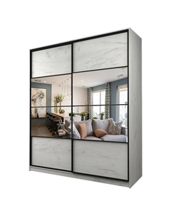 Шкаф-купе Max-МШ-23-6-20/2-77, 2000×600×2300 мм, зеркало, цвет дуб крафт белый Аллоджио