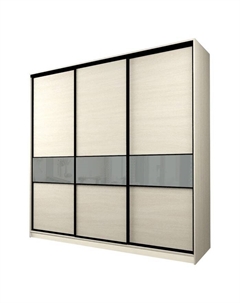 Шкаф-купе Max-МШ-23-6-24/2-999, 2400×600×2300 мм, цвет дуб молочный / стекло светло-серое Аллоджио