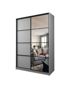 Шкаф-купе Max-МШ-23-6-18-15, 1800×600×2300 мм, зеркало, цвет серый шагрень Аллоджио