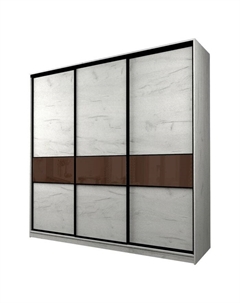 Шкаф-купе Max-МШ-23-6-27/2-999, 2666×600×2300 мм, цвет дуб крафт белый / стекло шоколад Аллоджио