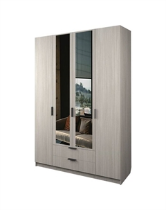 Шкаф 4-х дверный «Экон», 1600×520×2300 мм, 2 ящика, 2 зеркала, цвет ясень шимо светлый Аллоджио