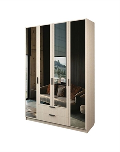 Шкаф 4-х дверный «Экон», 1600×520×2300 мм, 2 ящика, 4 зеркала, цвет дуб сонома Аллоджио