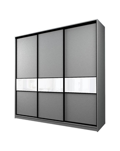 Шкаф-купе Max-МШ-23-6-27-999, 2666×600×2300 мм, цвет серый шагрень / стекло белое Аллоджио