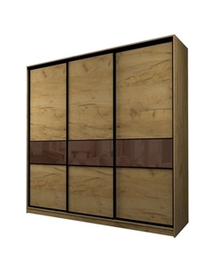 Шкаф-купе Max-МШ-23-6-27-999, 2666×600×2300 мм, цвет дуб крафт золотой / стекло шоколад Аллоджио
