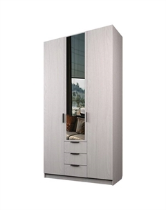 Шкаф 3-х дверный «Экон», 1200×520×2300 мм, 3 ящика, 1 зеркало, цвет ясень анкор светлый Аллоджио