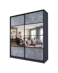 Шкаф-купе Max-МШ-23-6-20/2-77, 2000×600×2300 мм, зеркало, цвет метрополитан грей Аллоджио