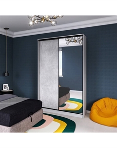 Шкаф-купе «Лофт», 1500×620×2300 мм, ЛДСП/зеркало, цвет серый шагрень / метрополитен грей Аллоджио