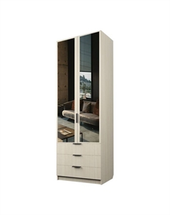 Шкаф 2-х дверный «Экон», 800×520×2300 мм, 3 ящика, зеркало, полки, цвет дуб молочный Аллоджио