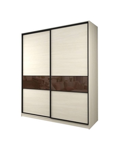 Шкаф-купе Max-МШ-23-6-22/2-99, 2200×600×2300 мм, цвет дуб молочный / стекло шоколад Аллоджио