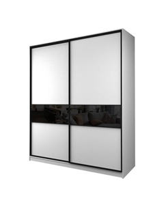 Шкаф-купе Max-МШ-23-6-22/2-99, 2200×600×2300 мм, цвет белый шагрень / стекло чёрное Аллоджио