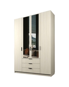 Шкаф 4-х дверный «Экон», 1600×520×2300 мм, 3 ящика, 2 зеркала, цвет дуб молочный Аллоджио
