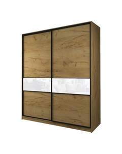 Шкаф-купе Max-МШ-23-6-22/2-99, 2200×600×2300 мм, цвет дуб крафт золотой / стекло белое Аллоджио