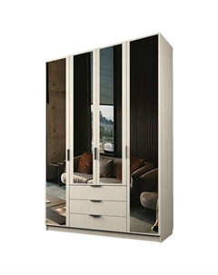 Шкаф 4-х дверный «Экон», 1600×520×2300 мм, 3 ящика, 4 зеркала, цвет дуб молочный Аллоджио