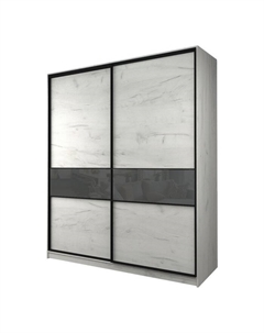 Шкаф-купе Max-МШ-23-6-22/2-99, 2200×600×2300 мм, дуб крафт белый / стекло тёмно-серое Аллоджио
