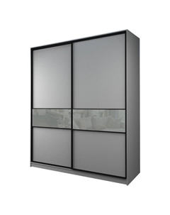 Шкаф-купе Max-МШ-23-6-22/2-99, 2200×600×2300 мм, цвет серый шагрень / стекло светло-серое Аллоджио