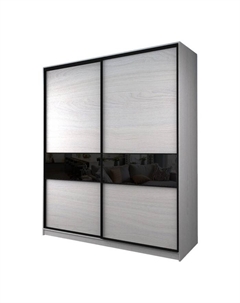 Шкаф-купе Max-МШ-23-6-22/2-99, 2200×600×2300 мм, цвет ясень анкор светлый / стекло чёрное Аллоджио