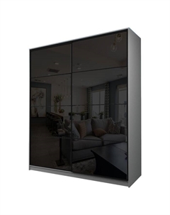 Шкаф-купе Max-МШ-23-6-20/2-22, 2000×600×2300 мм, цвет серый шагрень / стекло чёрное Аллоджио