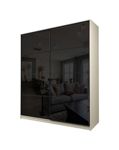 Шкаф-купе Max-МШ-23-6-20/2-22, 2000×600×2300 мм, цвет дуб молочный / стекло чёрное Аллоджио