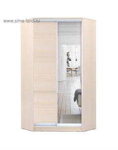 Угловой шкаф-купе Хит-У-22-4-15, 1100×1100×2200 мм, ЛДСП/зеркало, цвет дуб молочный Аллоджио