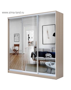 Шкаф-купе Хит-22-18-555, 1800×620×2200 мм, зеркало, цвет ясень шимо светлый Аллоджио