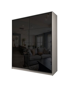 Шкаф-купе Max-МШ-23-6-22/2-22, 2200×600×2300 мм, цвет ясень шимо светлый / стекло чёрное Аллоджио