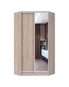 Угловой шкаф-купе Хит-У-22-4-15, 1100×1100×2200 мм, ЛДСП/зеркало, цвет дуб сонома Аллоджио