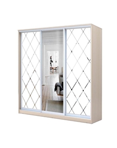 Шкаф-купе Хит-22-18-656, 1800×620×2200 мм, цвет дуб молочный, ромб большой на матовом Аллоджио