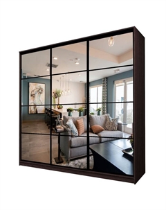 Шкаф-купе Max-МШ-23-6-27/2-555, 2666×600×2300 мм, зеркало, цвет венге Аллоджио