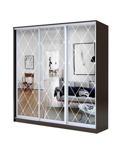 Шкаф-купе Хит-22-18/2-666, 1800×620×2200 мм, цвет венге цаво, ромб большой на зеркале Аллоджио