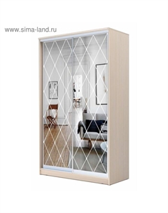 Шкаф-купе Хит-23-17-66, 1680×620×2300 мм, цвет дуб молочный, ромб большой на зеркале Аллоджио
