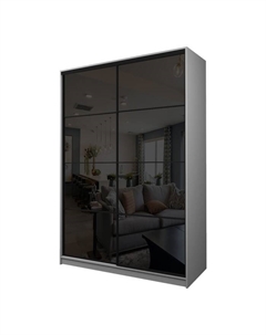 Шкаф-купе Max-МШ-23-6-16-22, 1600×600×2300 мм, цвет серый шагрень / стекло чёрное Аллоджио