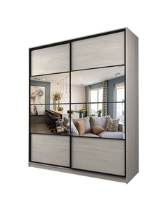 Шкаф-купе Max-МШ-23-6-22/2-77, 2200×600×2300 мм, зеркало, цвет ясень шимо светлый Аллоджио